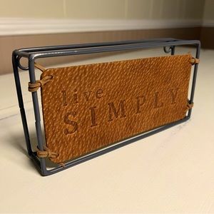 NWOT embossed genuine leather metal frame office desk home decor